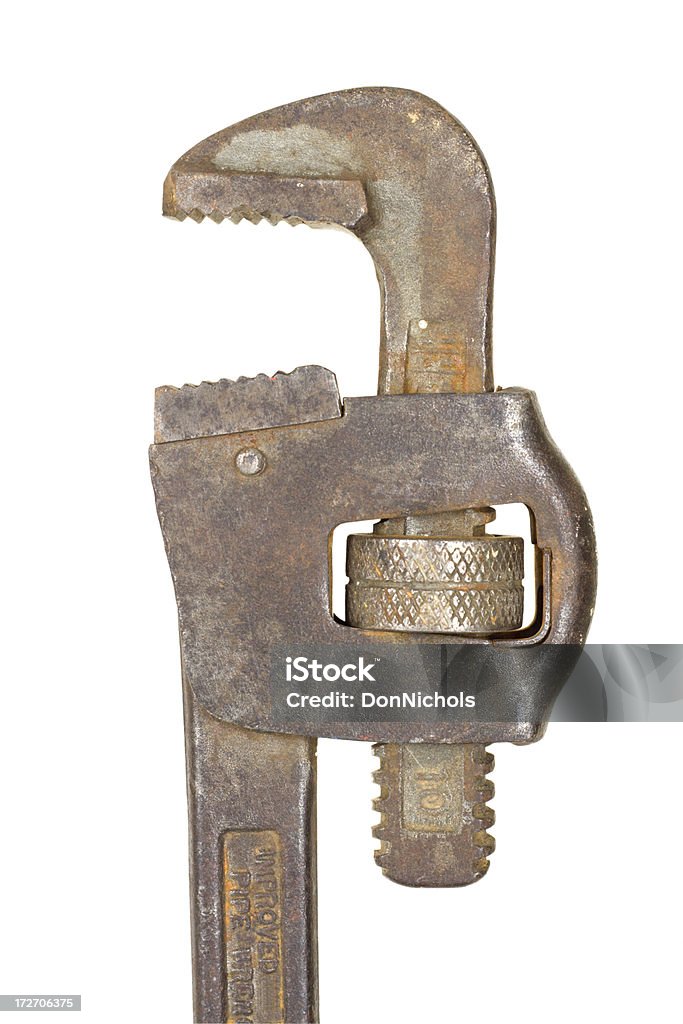 Prix Pipe Wrench avec un Tracé de détourage gros plan - Photo de Antiquités libre de droits