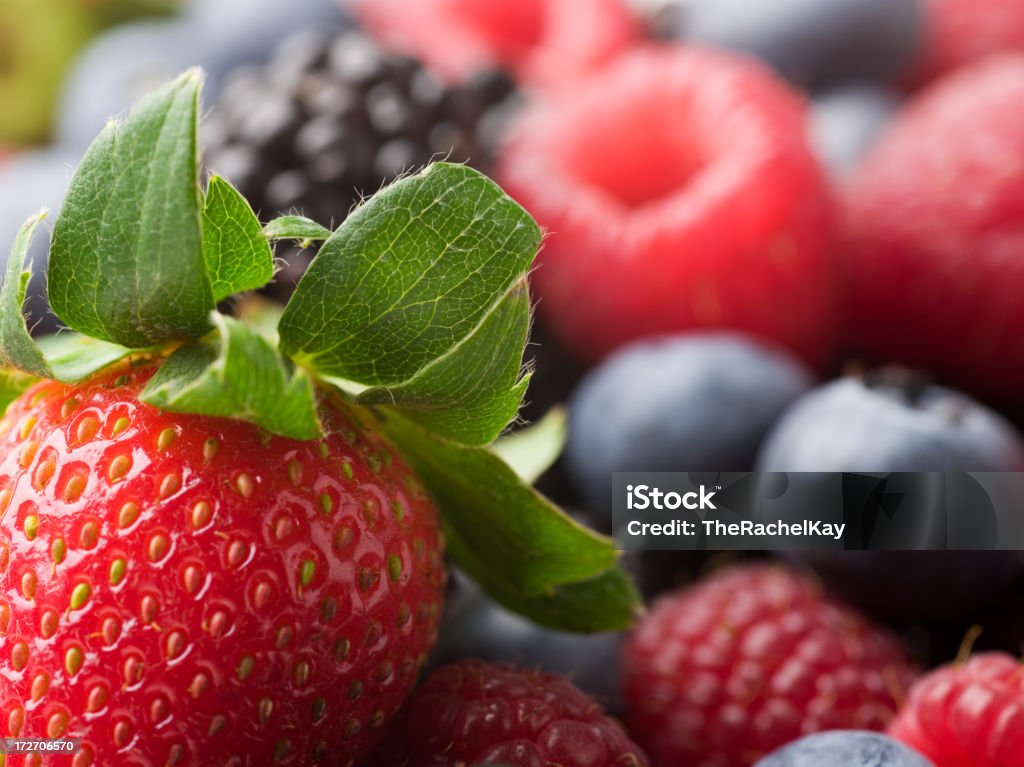 strawberry Stillleben - Lizenzfrei Amerikanische Heidelbeere Stock-Foto