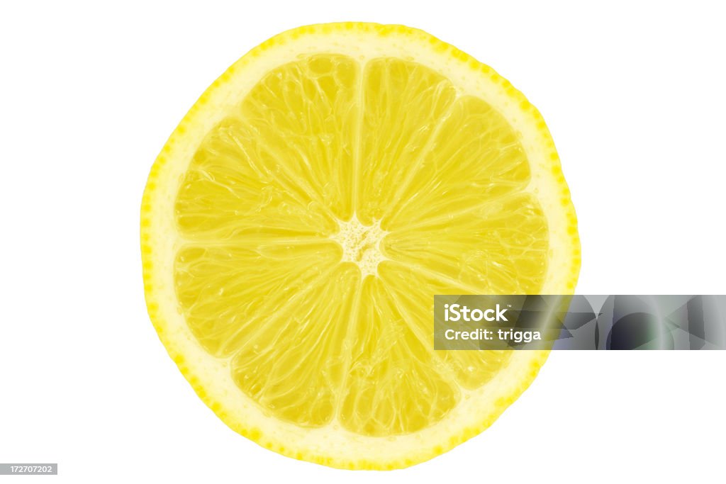 Lemon slice Single slice of lemon on white background Citrus Fruit Stock Photo