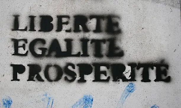 Photo of French revolution slogan: freedom, equality, prosperity