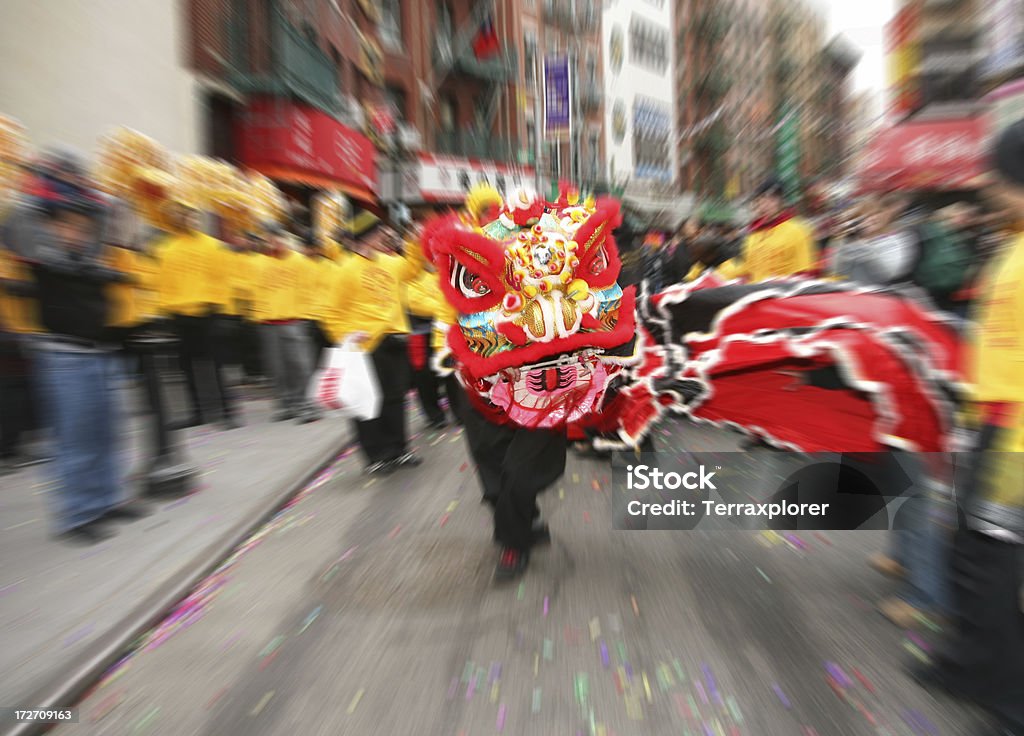 Ano Novo Chinês dança de dragão, com distorção de movimento - Foto de stock de Cultura Chinesa royalty-free