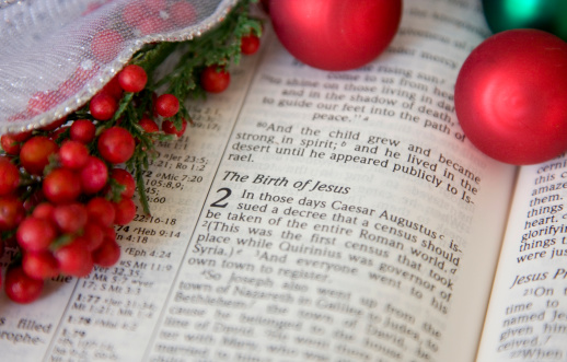 A close up of a Bible Christmas scene.