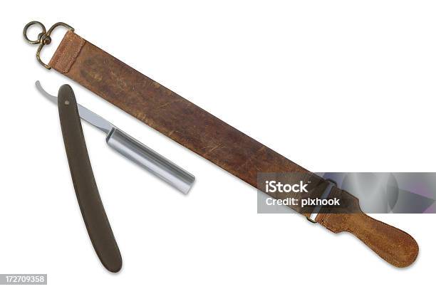 Strop And Razor With Path Stock Photo - Download Image Now - Leather, Strap, Cut Out