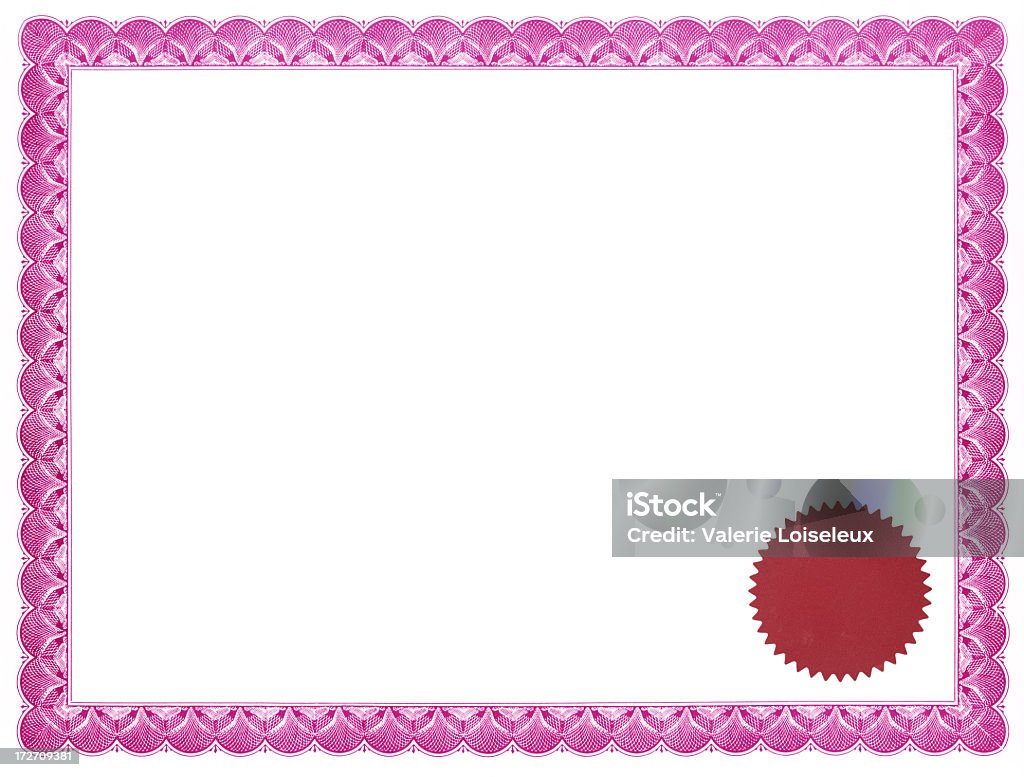 Розовый сертификат, красная печать - Стоковые фото Бумага роялти-фри