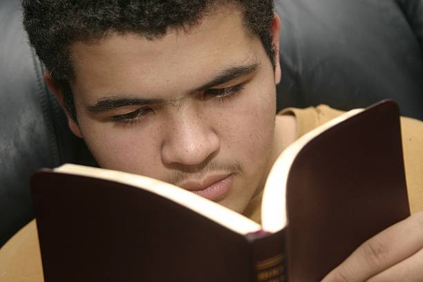 Studying the Bible stock photo