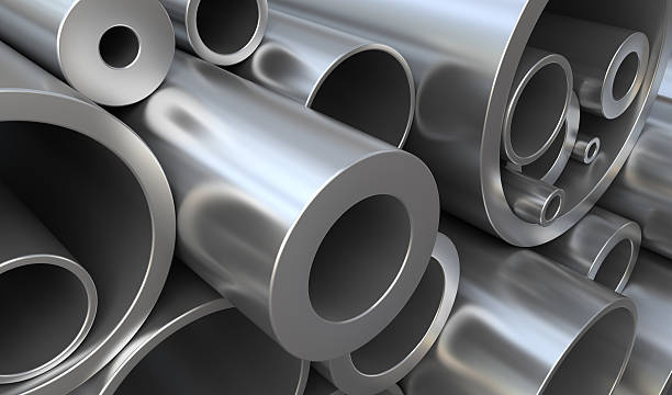 metall-pipes - shiny pipe metal tube stock-fotos und bilder