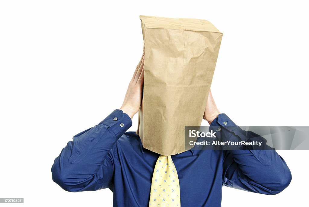 Homem com um saco de papel série - Royalty-free Esconder Foto de stock