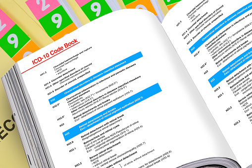 Top view and close-up photo of medical records manual being opened with medical record folden behide.