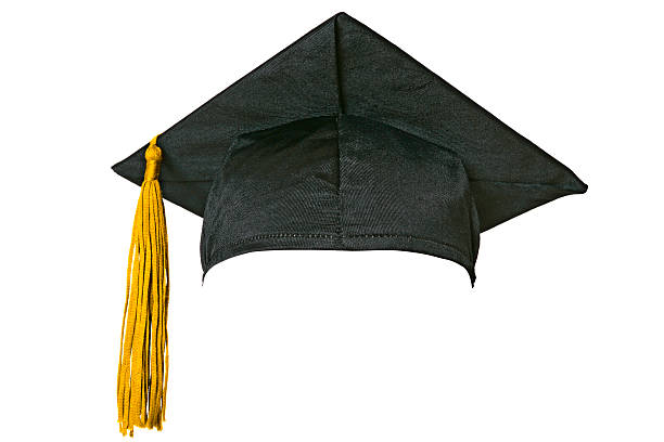 Graduation cap (isolated on white) stock photo