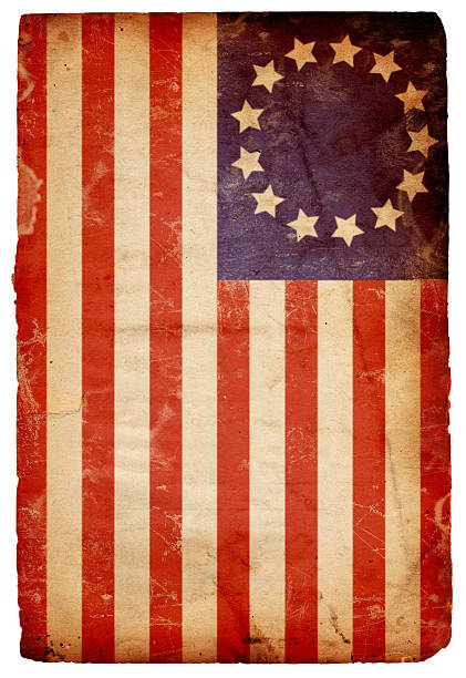 Vintage horizontal American flag background stock photo