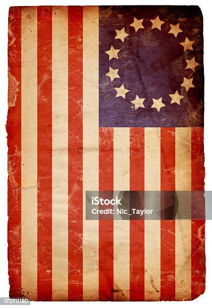 Vintage Horizontal American Flag Background Stock Photo - Download Image Now - American Revolution, American Flag, Flag