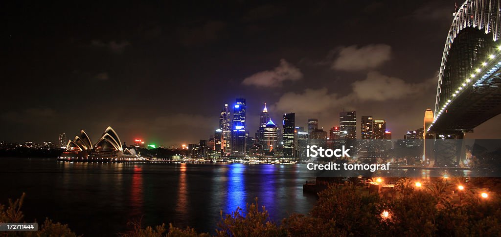 Sydney Skyline Panorama de Noite - Royalty-free Arquitetura Foto de stock