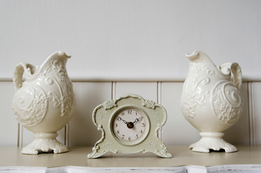 simple modern clock on table .