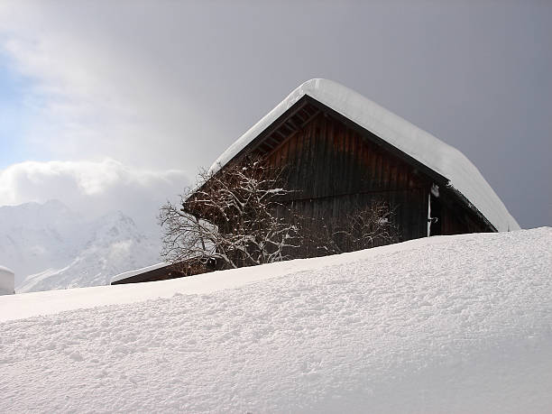 ski lodge a ski lodge in the austrian alps... kleinwalsertal stock pictures, royalty-free photos & images