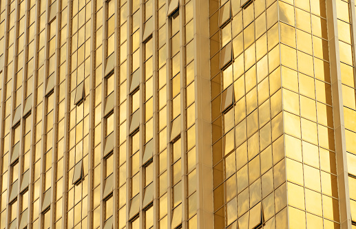 Golden Glass Windows Insulation Modern Building Facade