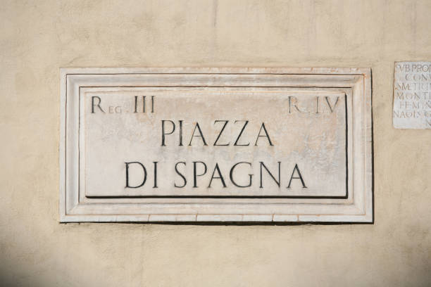 istock Piazza di Spagna marble sign, Rome Italy 172713069