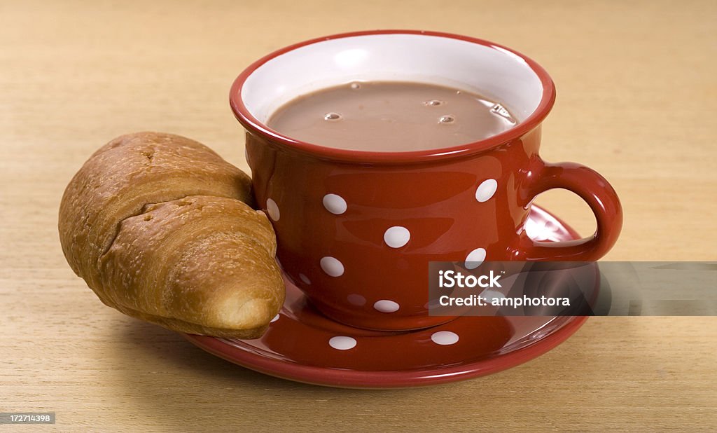 Hot Chocolate and Croissant Afternoon Tea Stock Photo