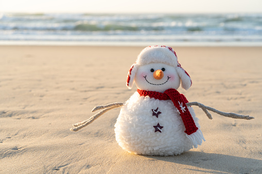 Christmas Snowman on the Australian beach