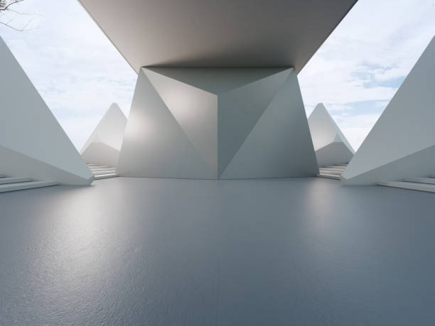 istock Geometric shapes structure on gray concrete floor. 1727164470