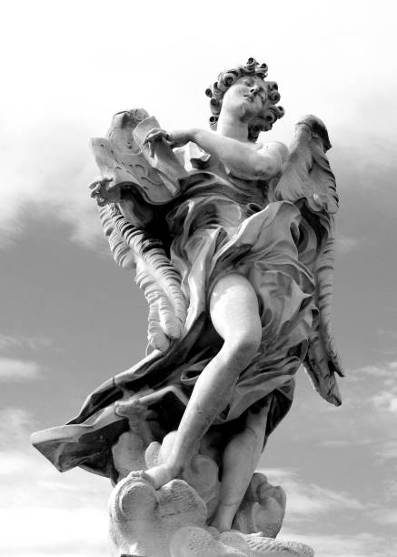 serie ángel bernini - roman statue angel rome fotografías e imágenes de stock