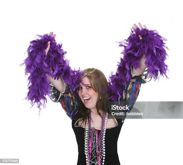 Mardi Gras Emoción Foto de stock y más banco de imágenes de Mardi Gras - Mardi Gras, Abalorio, Alzar los brazos