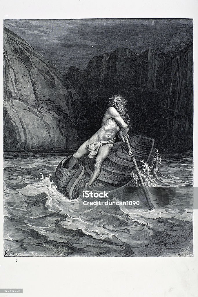 Charon w Ferryman z Hell - Zbiór ilustracji royalty-free (Dante - Italian Poet)