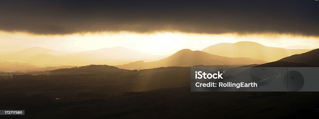 Sonnenuntergang auf der Pentland Hills Panorama - Lizenzfrei Anhöhe Stock-Foto