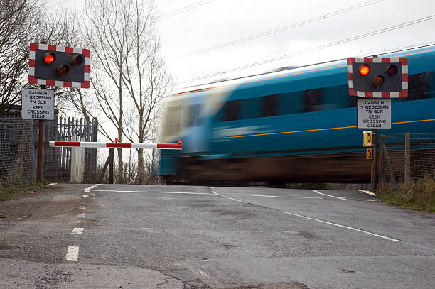 istock Speeding train end at the crossing 172717667