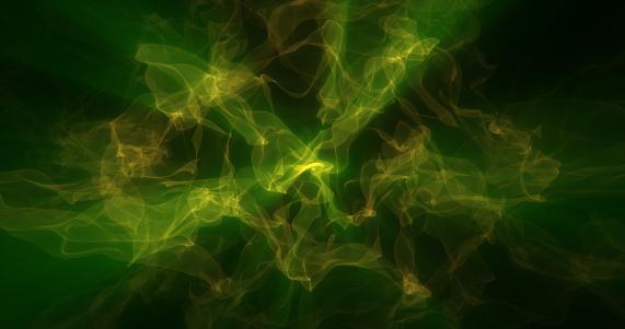 Abstract green energy magical waves glowing background.
