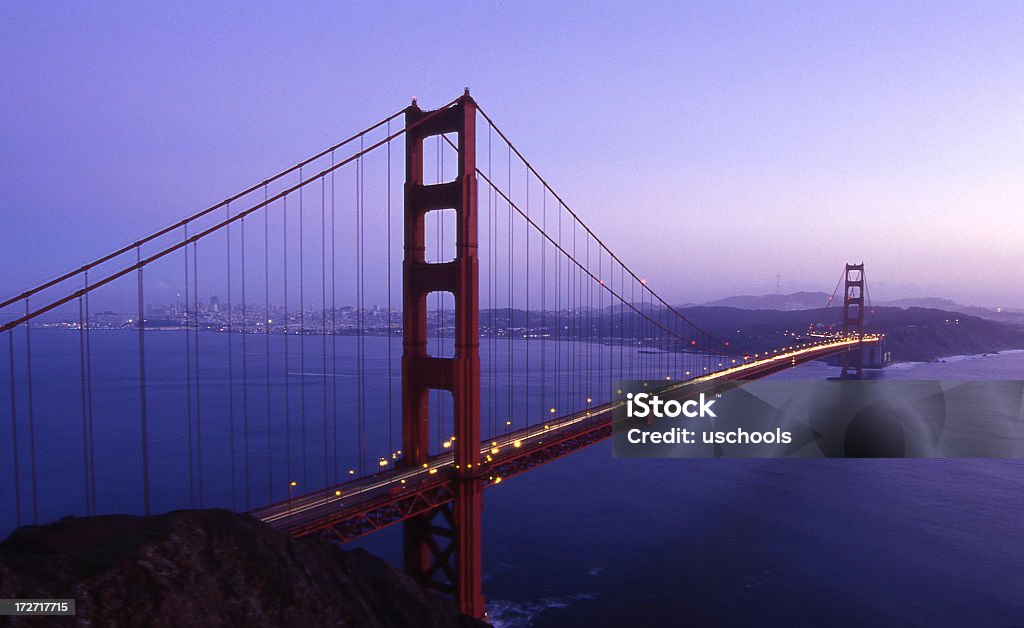 Ponte Golden Gate no pôr-do-sol - Foto de stock de Baía de São Francisco royalty-free