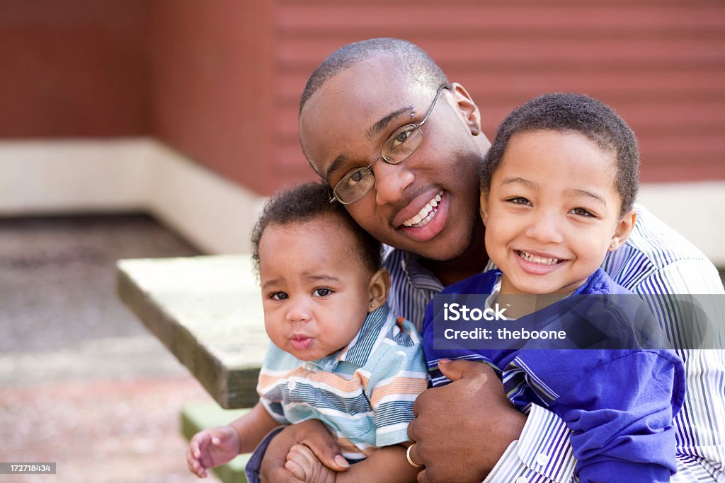 A happy father and his children cute young family African Ethnicity Stock Photo