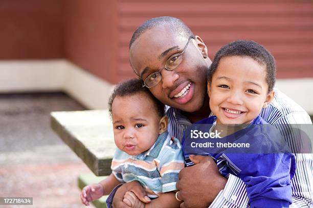 A Happy Father And His Children Stock Photo - Download Image Now - African Ethnicity, African-American Ethnicity, Child