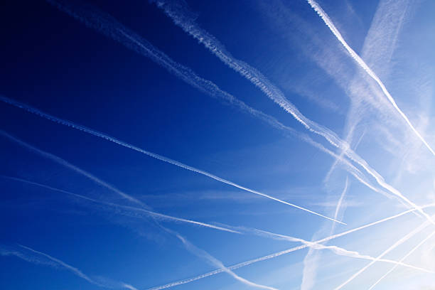 Contrail background stock photo