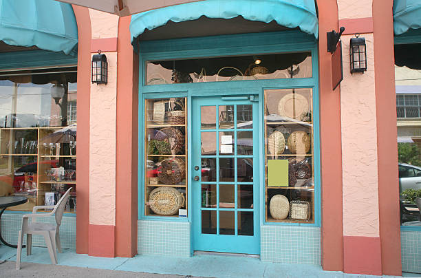 Quaint storefront. Retail shop windows.