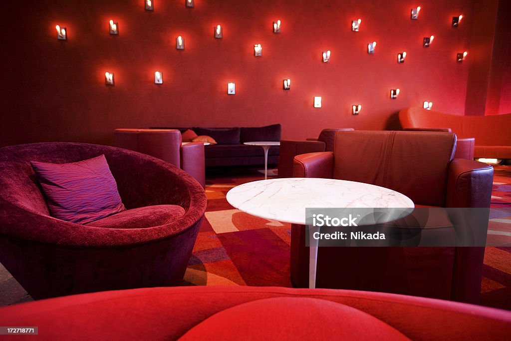Red Room Modern Interior in a hotel Lobby Stock Photo