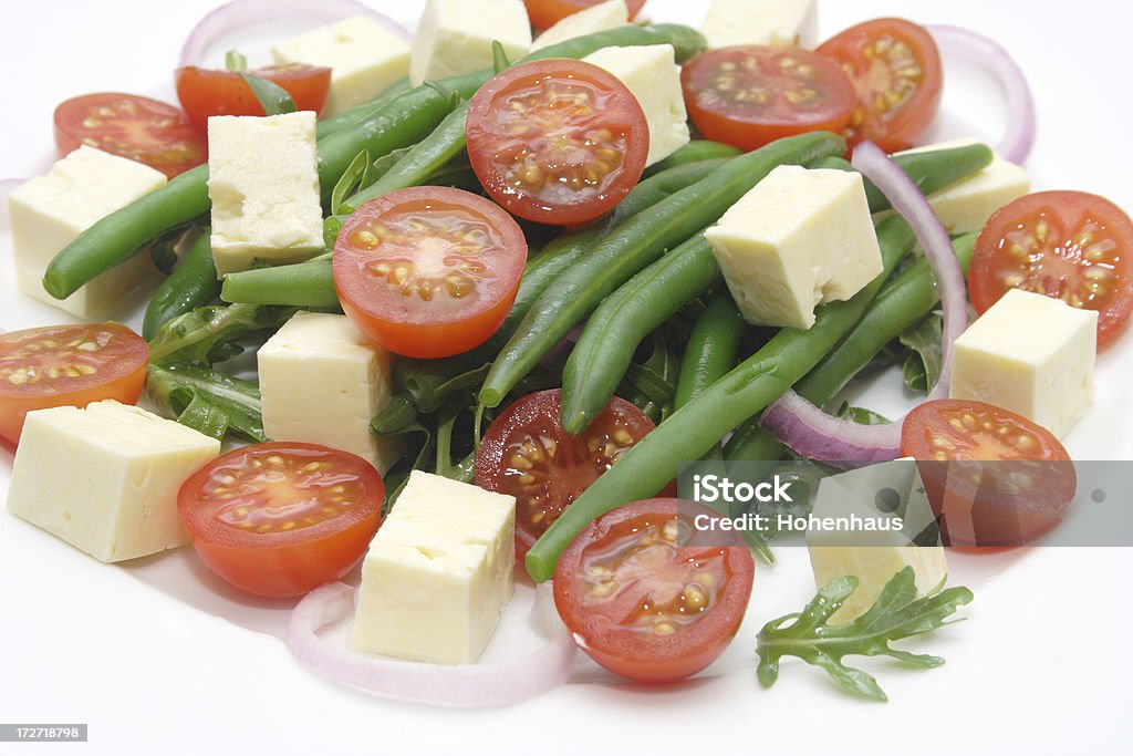 Feijão, tomate e salada fetta - Foto de stock de Alface royalty-free