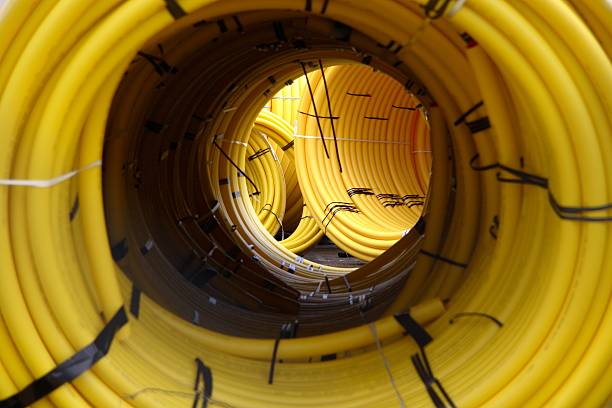 istock Looking through coils of yellow plastic pipe 172718856