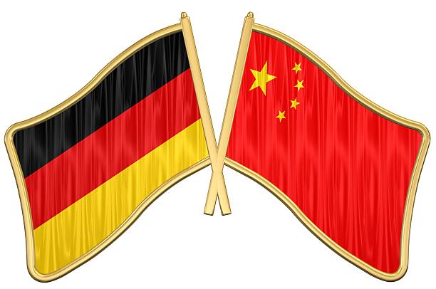 Germany China Friendship Flag Pin stock photo