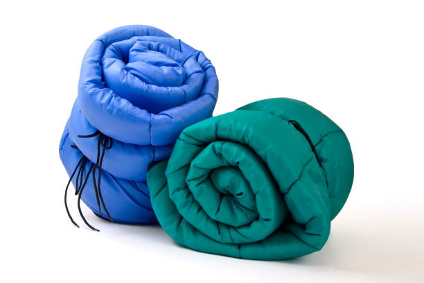 Two blankets in blue and green for outdoor events stock photo