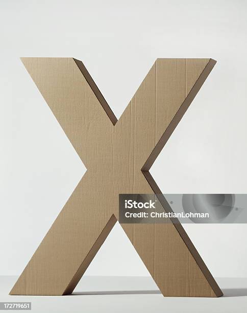 X Made Of Cardboard Stock Photo - Download Image Now - Alphabet, Brown, Cardboard