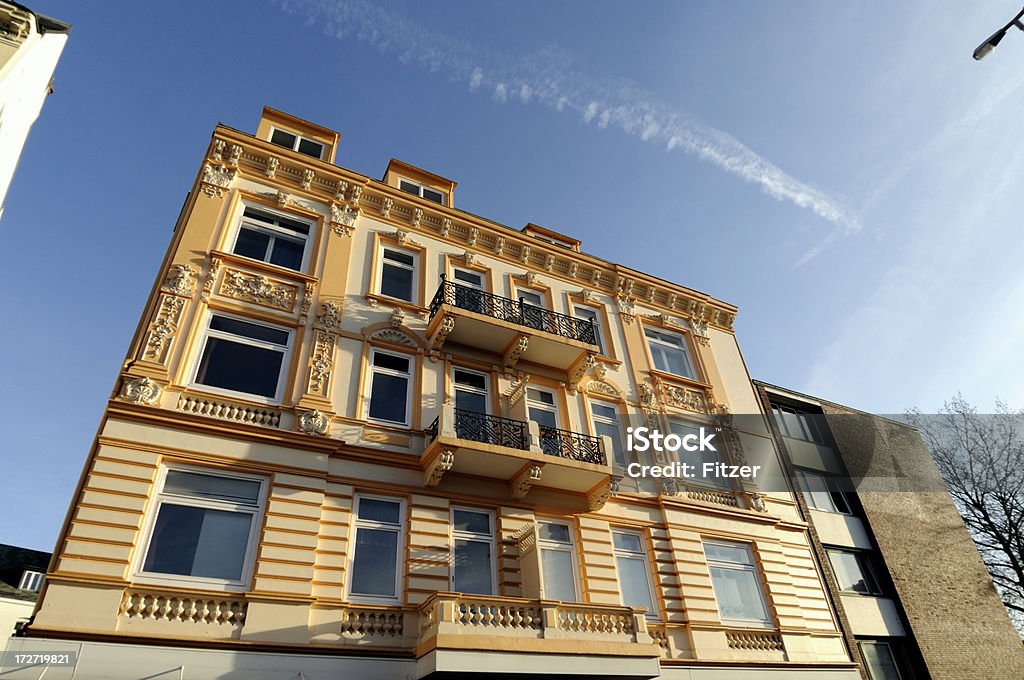 fresh painted stucco townhouse, hamburg "fresh painted stucco townhouse, hamburg." Detached House Stock Photo