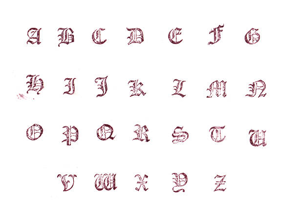 High quality scan of old  letterpress uppercase alphabets - A to Z. Gothic style font. Nice grungy style.