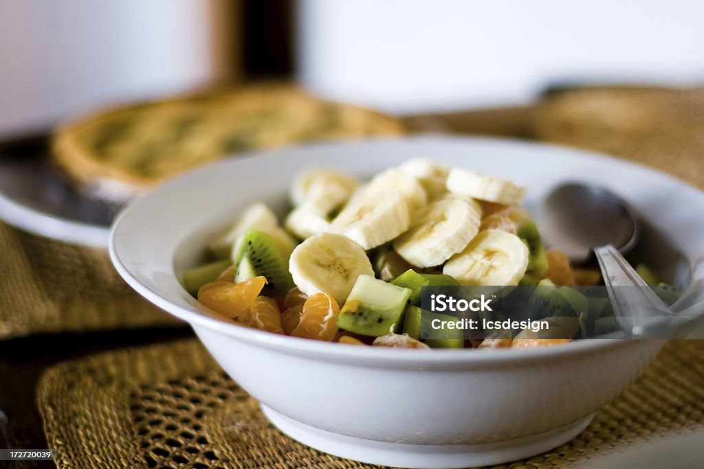 Obst-Salat mit Löffel - Lizenzfrei Apfel Stock-Foto