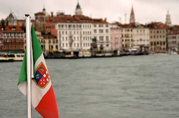 Italian flag and Venice stock photo