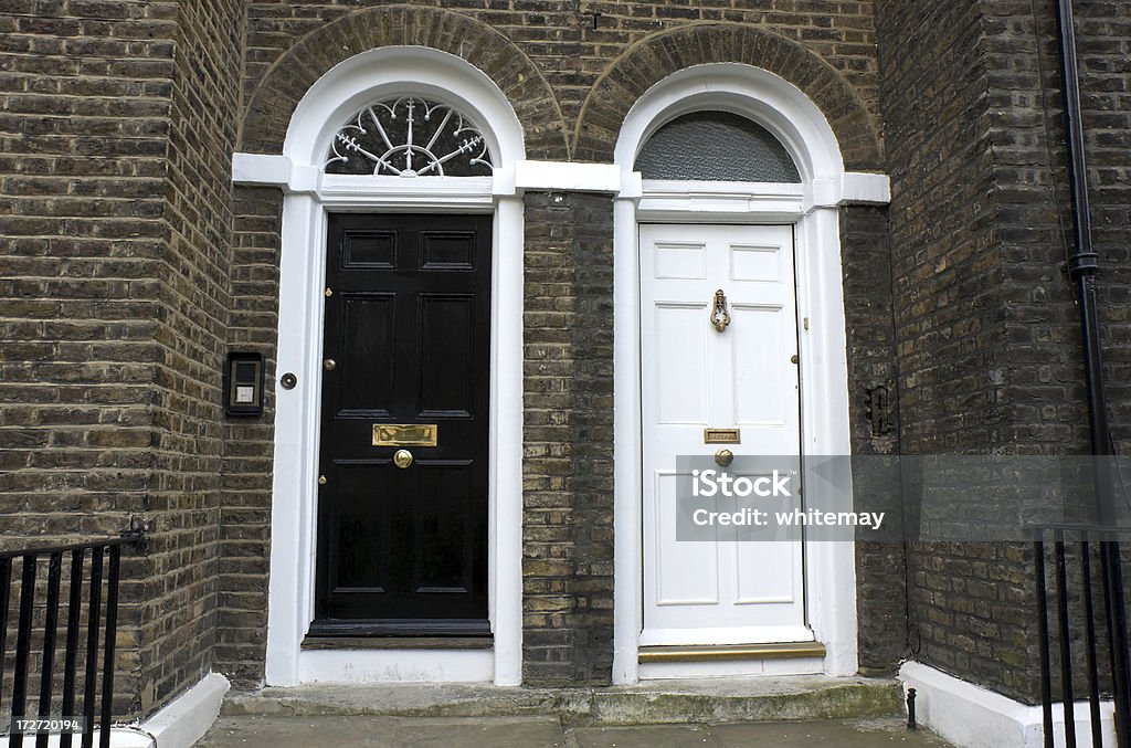 Black And White Front Doors Side By Side Stock Photo - Download Image Now - Front  Door, Door, Georgian Style - Istock