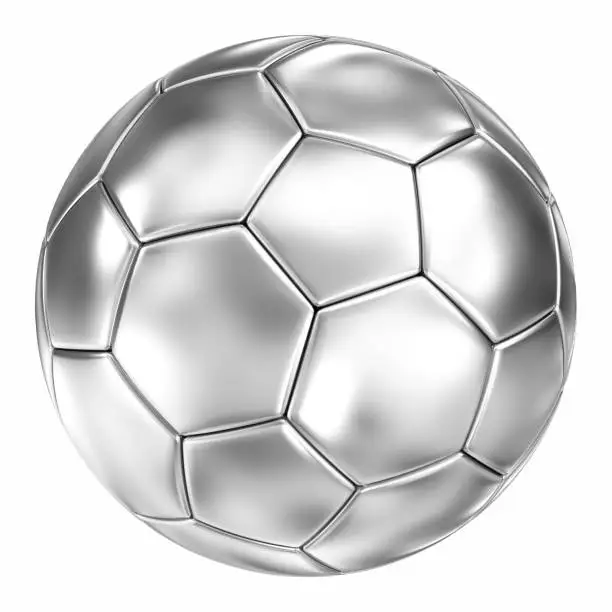 huge rendering of silver soccerball.