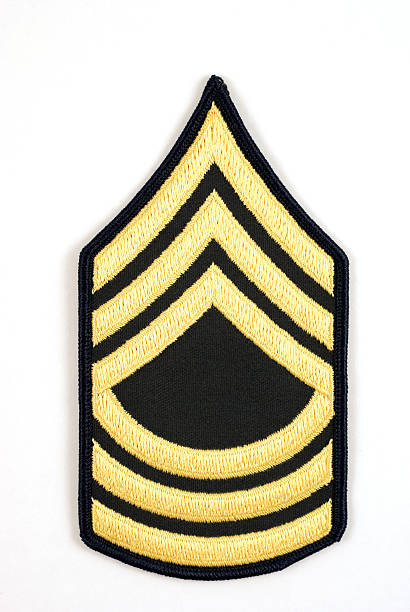 master sergeant rang der insignia - rank military patch insignia stock-fotos und bilder