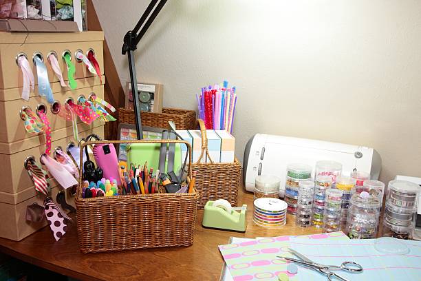 istock Crafting and Scrapbooking supplies on table 172721667