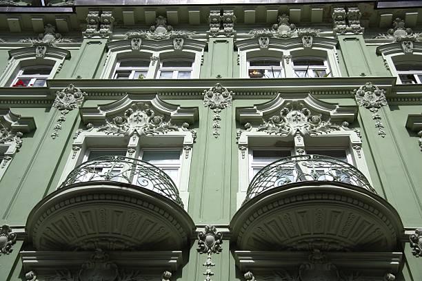 istock Green facade with round balconies 172721892