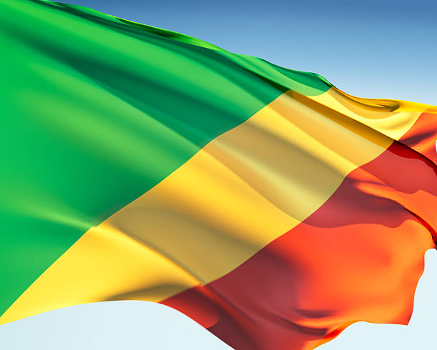 Belgrade, Serbia. May 5th 2017: The Republic of the Congo flag with United Nations flag isolated on black background
